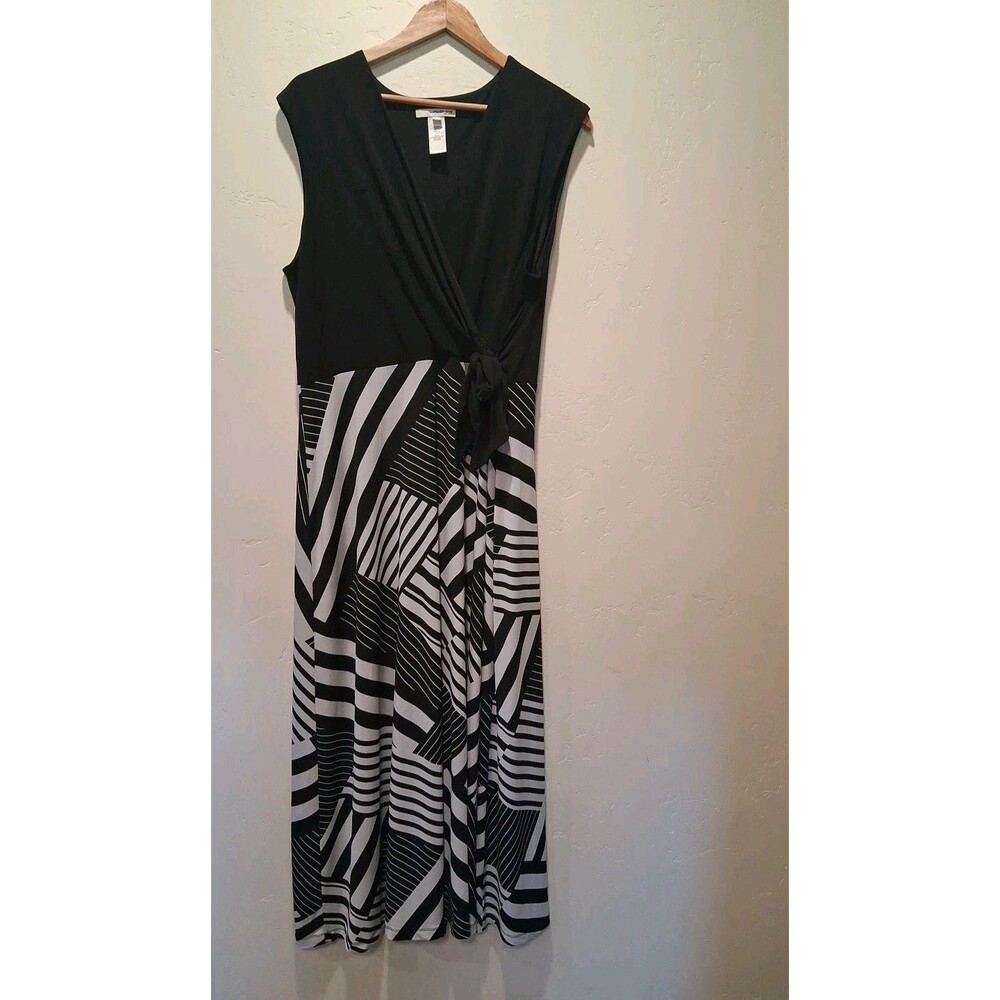 Studio One New Yk Wmn's Maxi Dress Stretchy Modest Length V-Neck Wrap Bodice XL